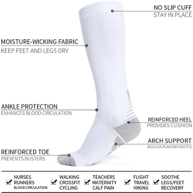 1Pair Unisex Compression Socks Golfs Sport 20-30 Mmhg Nurse Medical Nursing Varicose Veins Edema Diabetes Pregnancy Men Socks