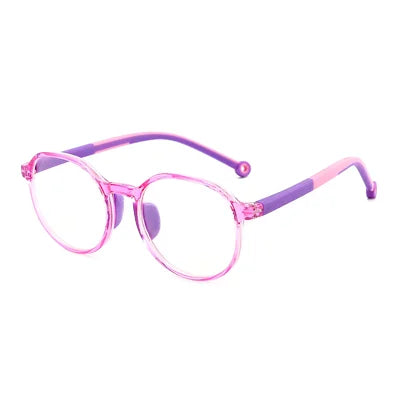 Anti Blue Light Glasses for Kids TR90 Round Optical Medical Glasses Frames Children Zero Computer Spectacles without Graduation