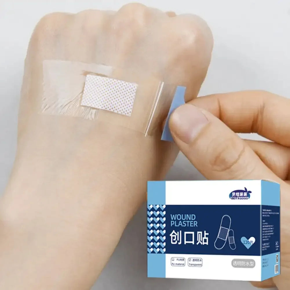 50/120Pcs Waterproof Band-Aid Wound Dressing Medical Transparent Hemostatic Tape for Swimming Bath Wound Care Protect First Aid