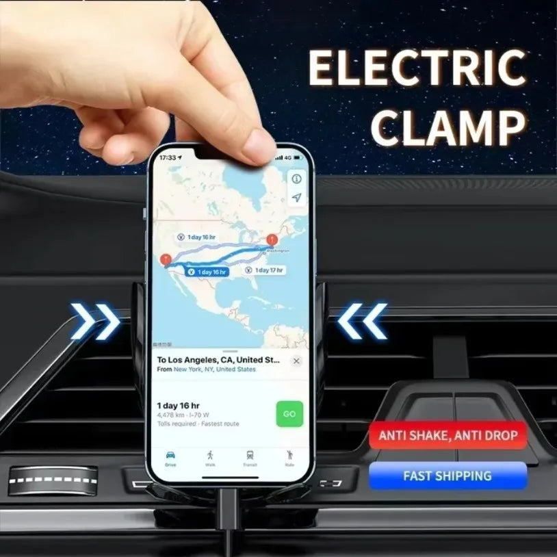 Universal Wireless Car Phone Holder navigation Clip Sensing Open Close Navigation Mount Wireless Charging Automobile Accessori