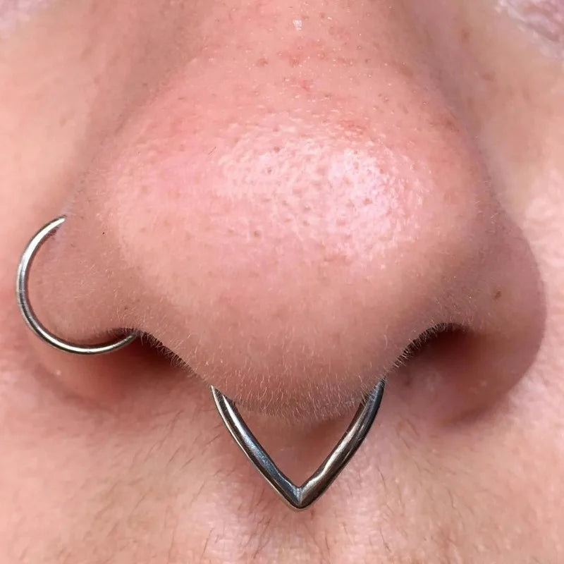 316L Medical Stainless Steel Drop Nose Ring Punk Earrings Men's and Women's Body Piercing Jewelry Love Heart Septum Lip Ring