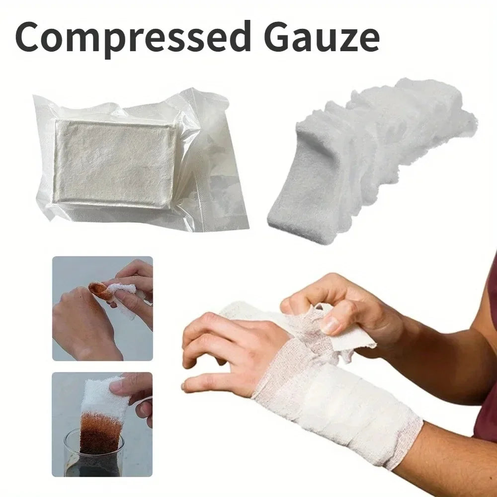 1Pc Compression Curve Gauze Z-Folded Bandage Block Rescue Vacuum Packaging Emergency Medical Dressing Kit