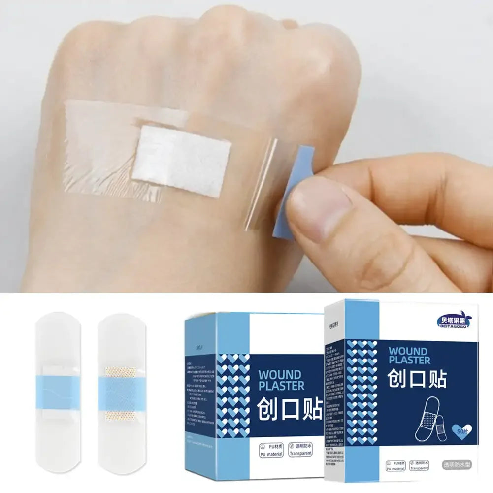 50/120Pcs Waterproof Band-Aid Wound Dressing Medical Transparent Hemostatic Tape for Swimming Bath Wound Care Protect First Aid