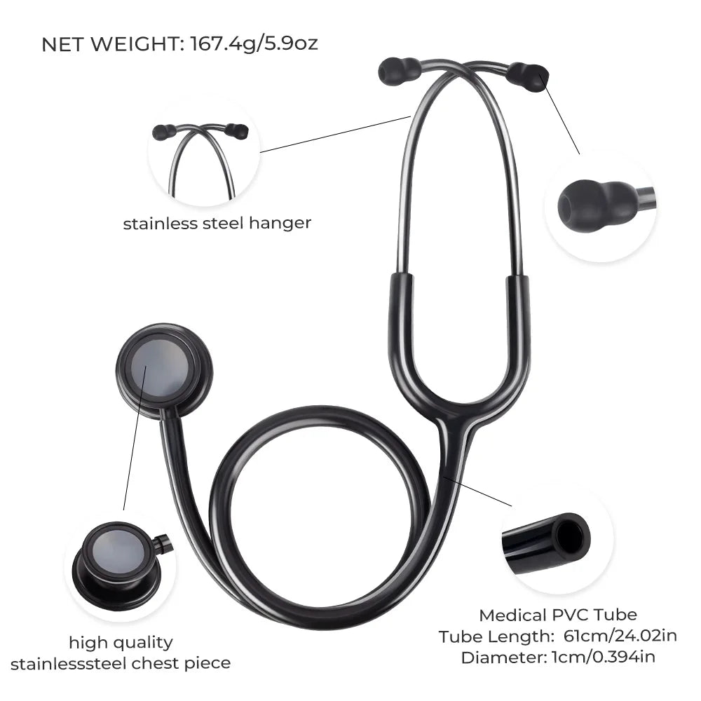 Double Sided Stethoscope Portable Professional Cardiology Stethoscope Medical Equipment Nurse Doctor Gilded White Stethoscope