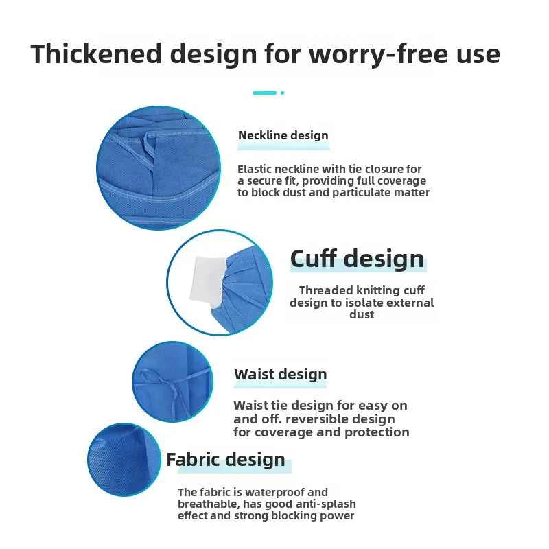 10 pieces of sterile disposable reinforced surgical gowns, clinical medical isolation smock with SMS mesh cuff, single package