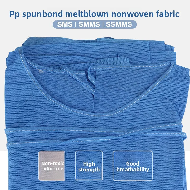 10 pieces of sterile disposable reinforced surgical gowns, clinical medical isolation smock with SMS mesh cuff, single package