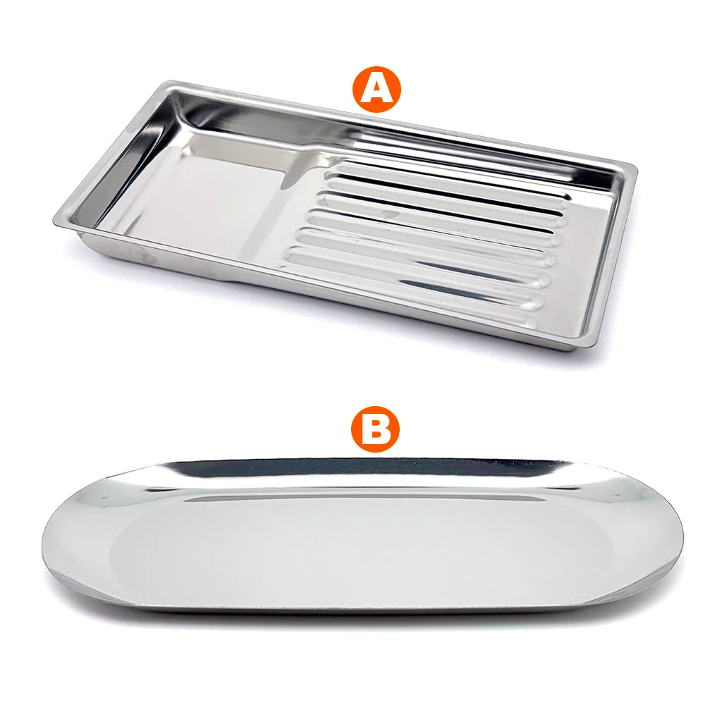304 Stainless Steel Dental Surgical Medical Tray Rectangular Disinfection Plate Dentistry Lab Instrument Tray Metal Placement