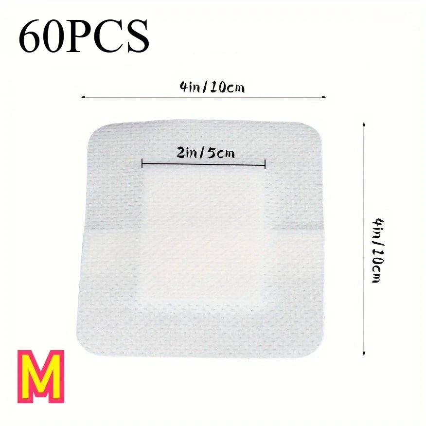 60pcs Large Size Hypoallergenic Non-woven Medical Adhesive Wound Dressing Band Aid Bandage Large Wound First Aid 6*7cm
