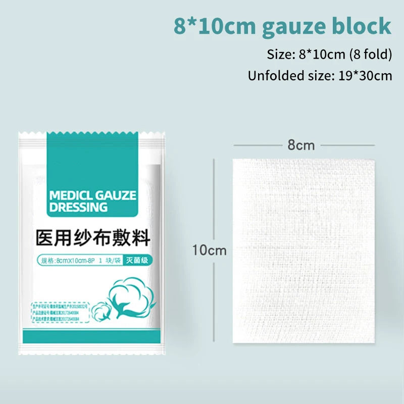 10Pcs 8 Layer Medical Absorbent Gauze Pad Wound Dressing Sterile Gauze Block First Aid Kit Gauze Pad Wound Care Supplies