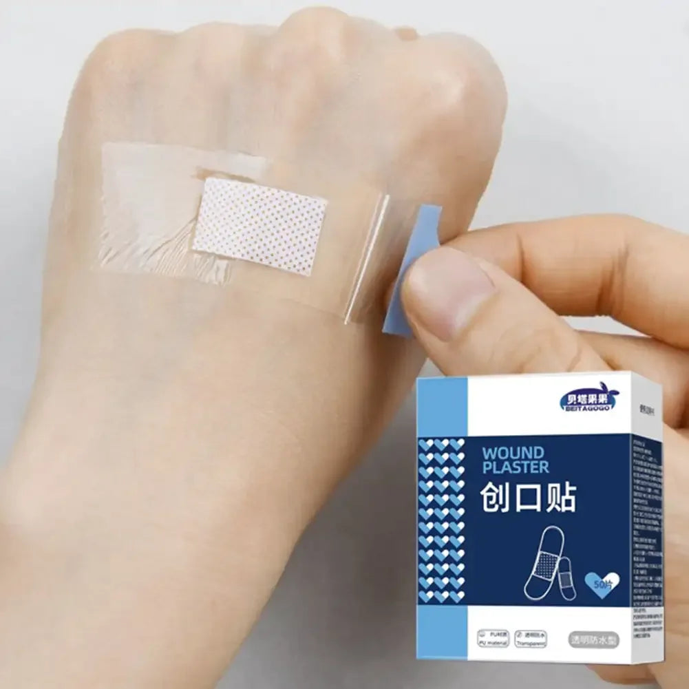 50/120Pcs Waterproof Band-Aid Wound Dressing Medical Transparent Hemostatic Tape for Swimming Bath Wound Care Protect First Aid