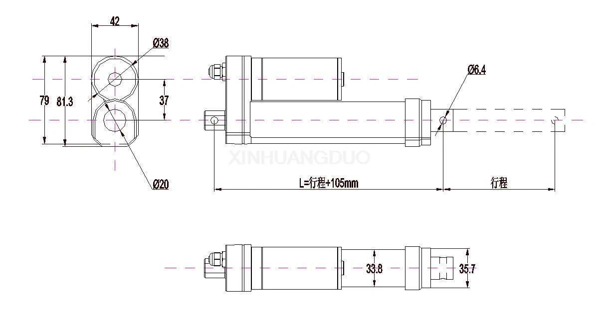 12V/24V IP68 Waterproof Linear Actuator 1200N 20MM-1000MM Stroke for Solar Tracker, Door Motorization, Industrial, Medical Use