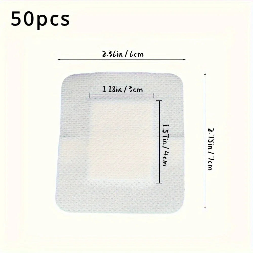 60pcs Large Size Hypoallergenic Non-woven Medical Adhesive Wound Dressing Band Aid Bandage Large Wound First Aid 6*7cm