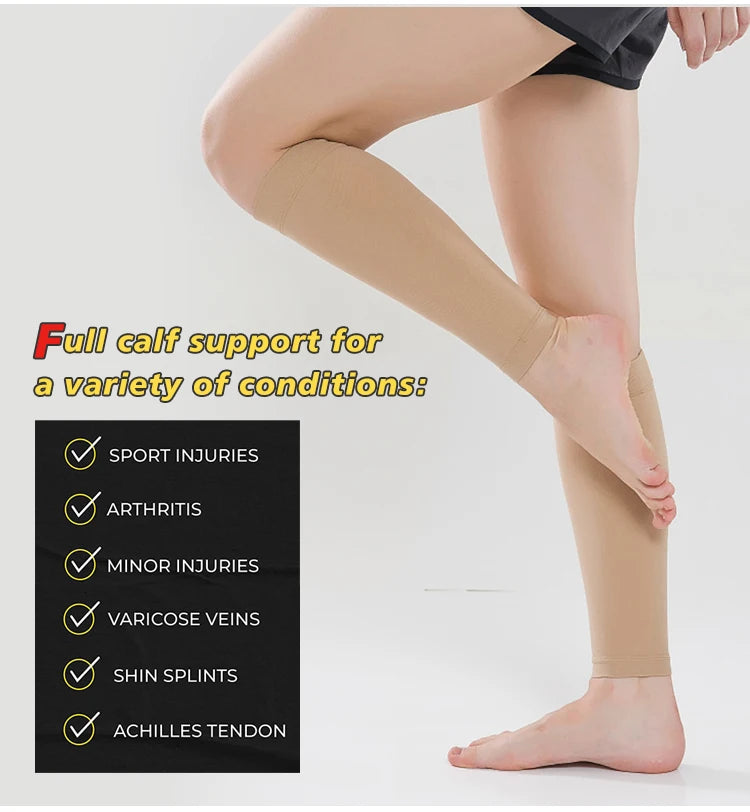 Plus Size S-7XL Running Athletics Compression Sleeves Leg Calf Men 30-40mmHg Toeless Stockings Medical Varicose Veins Sock