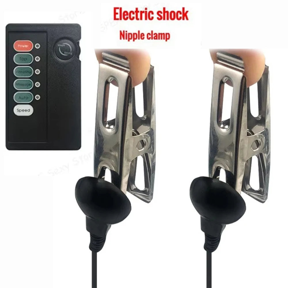 Metal Electric Shock Nipple Clip Breast Massager Female Nipple Stimulator Adult Toy Adult Games Medical Supplie SM Bondage Slave