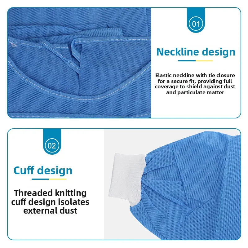 10 pieces of sterile disposable reinforced surgical gowns, clinical medical isolation smock with SMS mesh cuff, single package