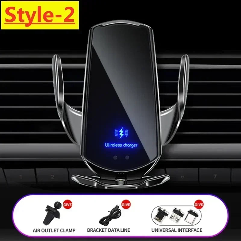 Universal Wireless Car Phone Holder navigation Clip Sensing Open Close Navigation Mount Wireless Charging Automobile Accessori