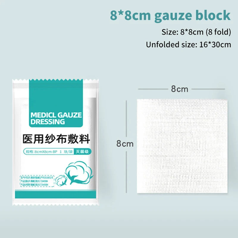 10Pcs 8 Layer Medical Absorbent Gauze Pad Wound Dressing Sterile Gauze Block First Aid Kit Gauze Pad Wound Care Supplies