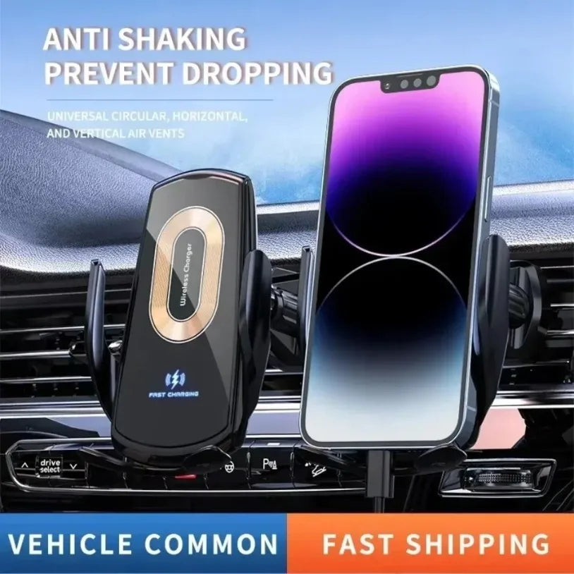 Universal Wireless Car Phone Holder navigation Clip Sensing Open Close Navigation Mount Wireless Charging Automobile Accessori