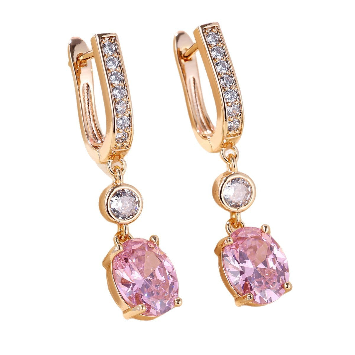 Micro Inlaid White Diamond Zircon Earrings Super Bright Simple Fashion Women