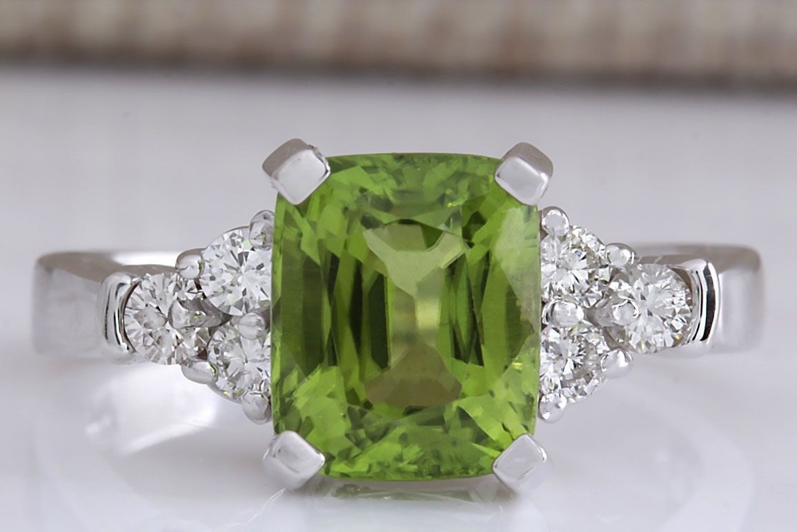 European And American Popular Apple Green Zircon Personalized Diamond Ring