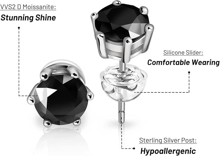 Pendientes De Diamantes Negros En Oro Blanco De 14 Quilates .30 CTW, Oro Blanco Diamante, Diamante Negro