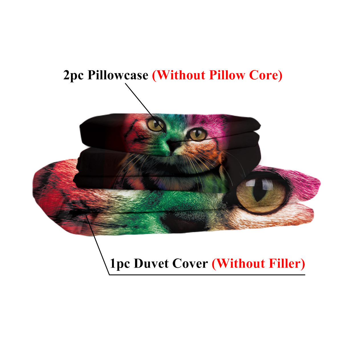 Cat Bedding For Kids Girls Boys Cute Colorful Cat Pattern Quilt Cover Bedspread 3 Piece Bold Color Black Animal Duvet Cover Set For Single Bed