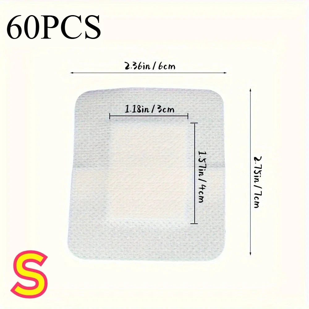 60pcs Large Size Hypoallergenic Non-woven Medical Adhesive Wound Dressing Band Aid Bandage Large Wound First Aid 6*7cm