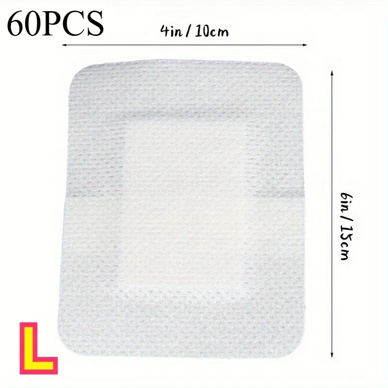 60pcs Large Size Hypoallergenic Non-woven Medical Adhesive Wound Dressing Band Aid Bandage Large Wound First Aid 6*7cm