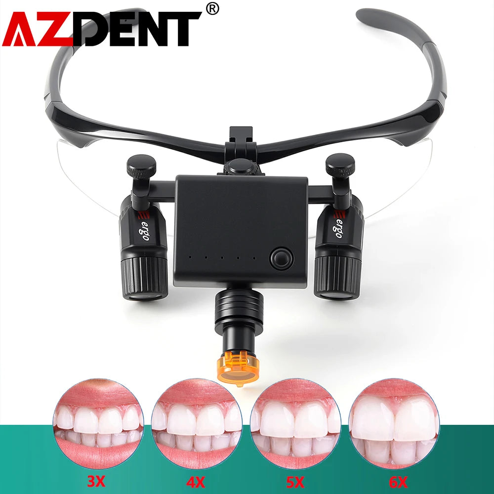 Azdent Dental Medical Loupes Surgical Head Light 5W LED Lamp Headlight  Medical Laboratory 3.0x 4.0X 5.0x 6.0x Dentistry Tools