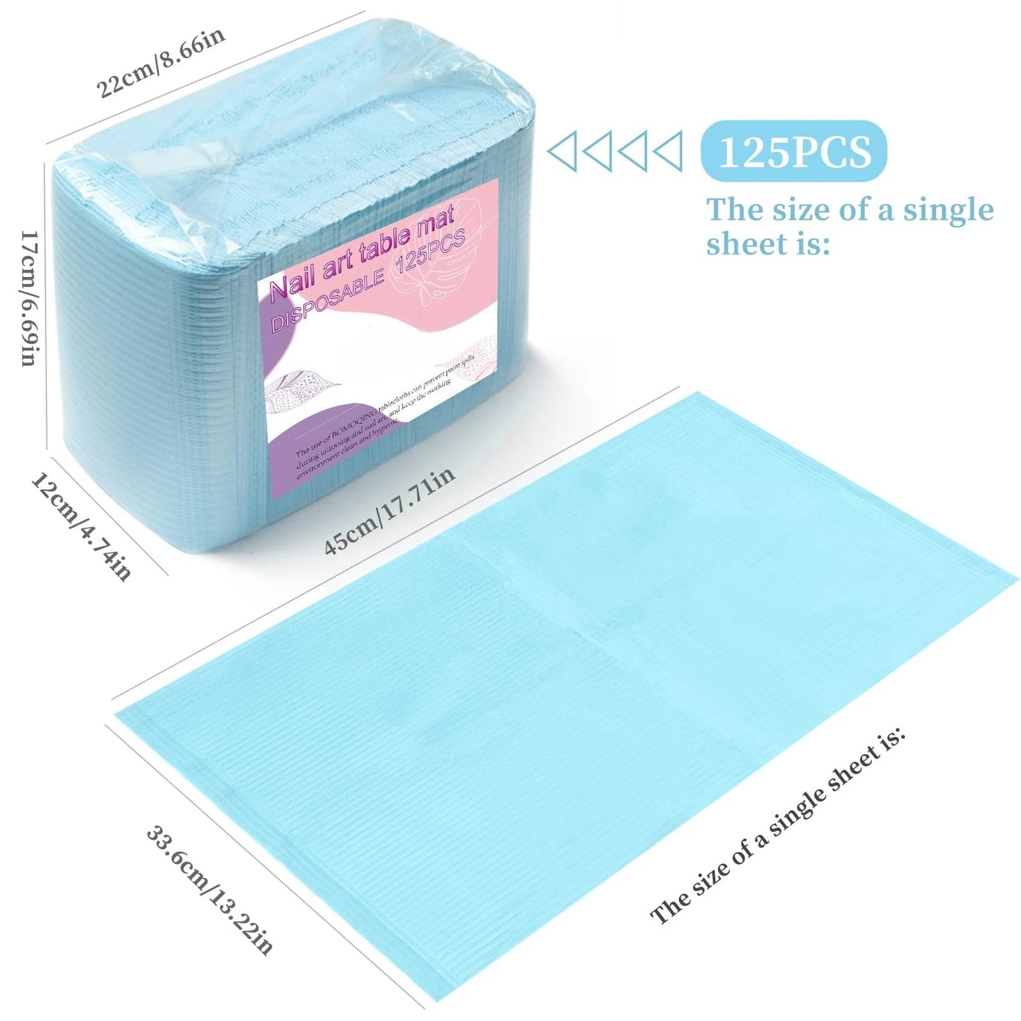 125 Pack Disposable Patient Bibs, 3 Ply Waterproof Paper Bib Sheet, Dental, Medical, Tattoo, Nail Art Table Mat