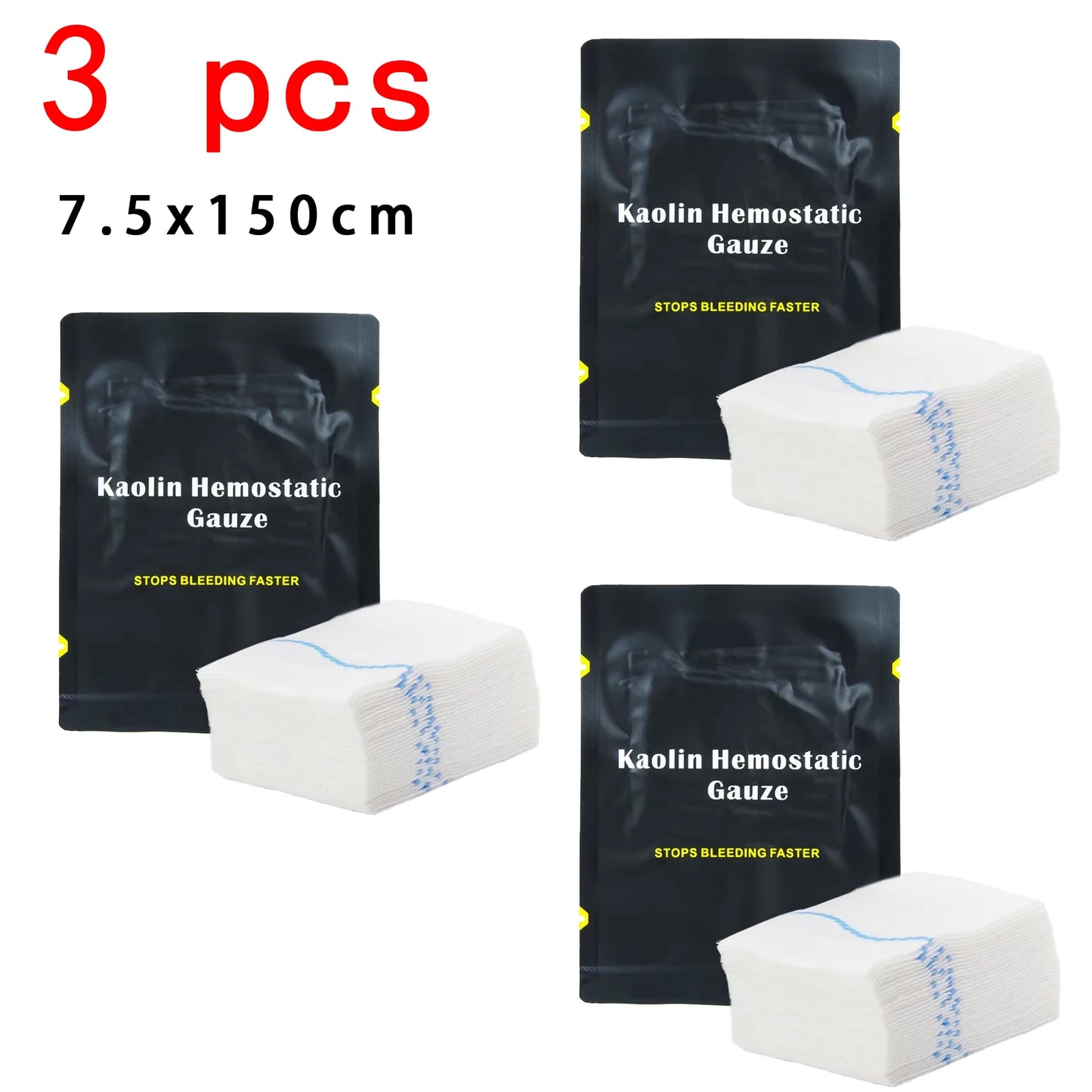 Hemostatic Kaolin Gauze Combat Emergency Trauma Z-Fold Soluble For Ifak Tactical First Aid Kit Medical Wound Dressing