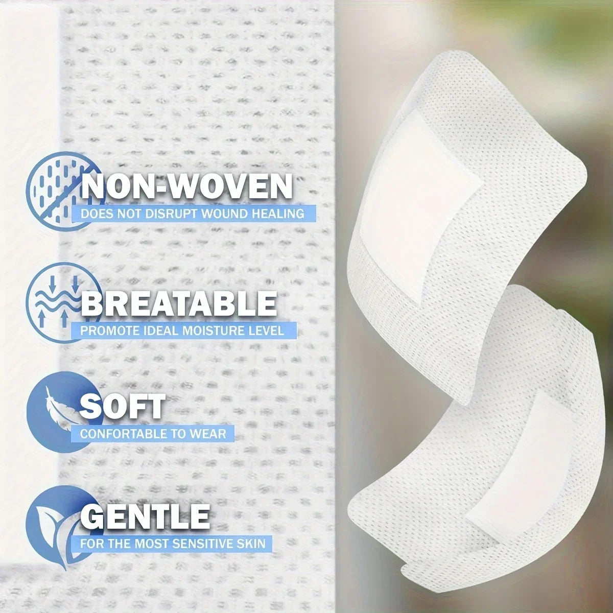 60pcs Large Size Hypoallergenic Non-woven Medical Adhesive Wound Dressing Band Aid Bandage Large Wound First Aid 6*7cm