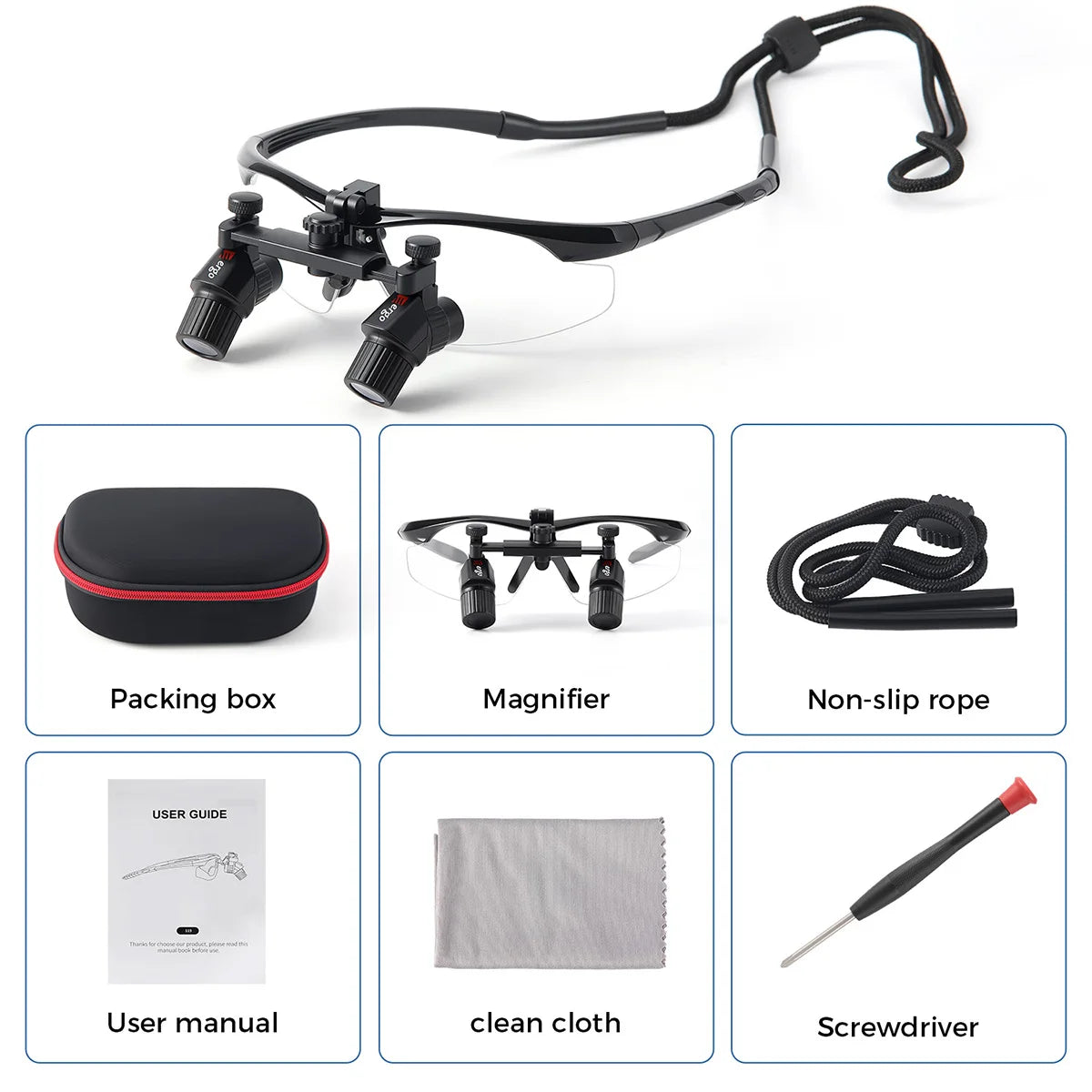 Azdent Dental Medical Loupes Surgical Head Light 5W LED Lamp Headlight  Medical Laboratory 3.0x 4.0X 5.0x 6.0x Dentistry Tools