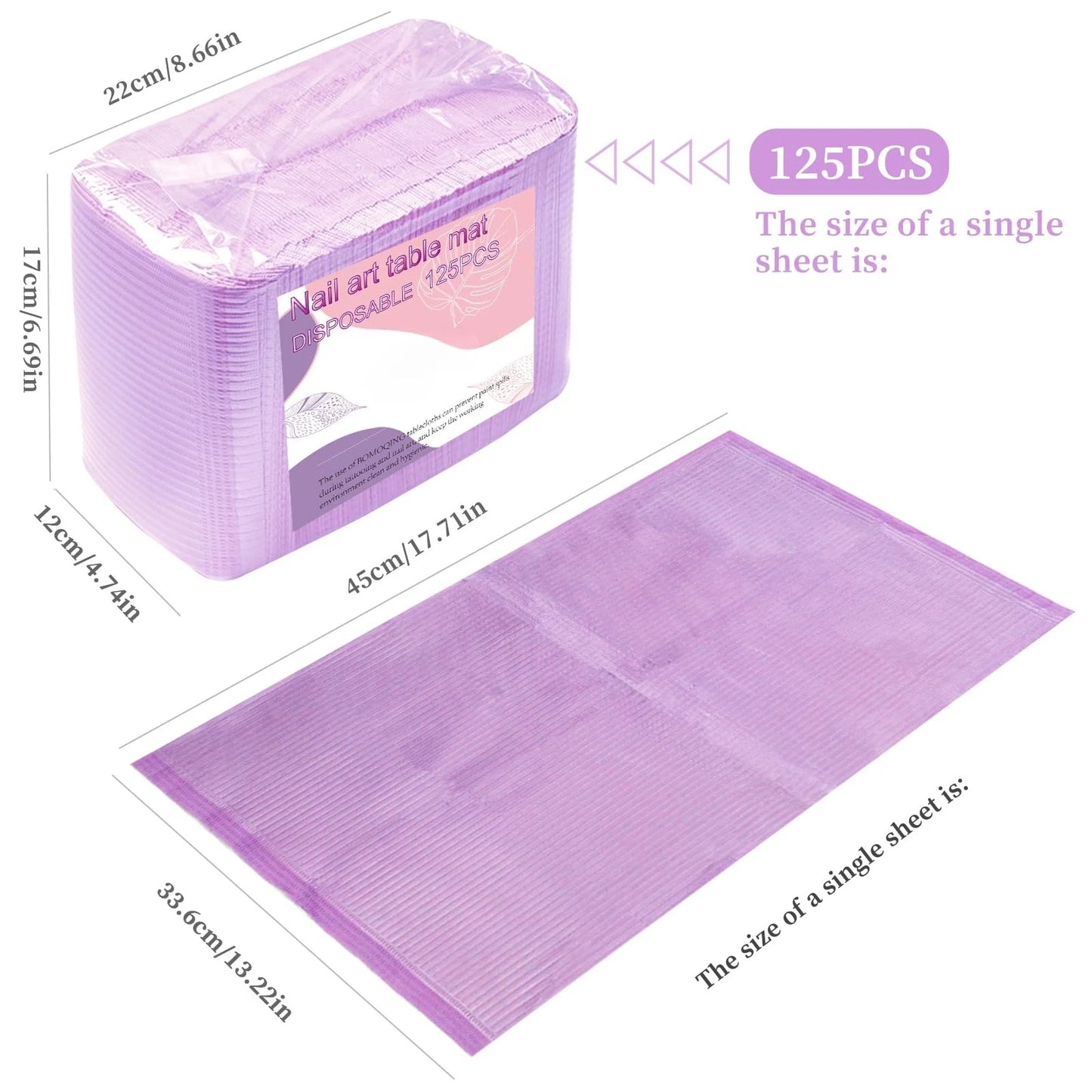 125 Pack Disposable Patient Bibs, 3 Ply Waterproof Paper Bib Sheet, Dental, Medical, Tattoo, Nail Art Table Mat