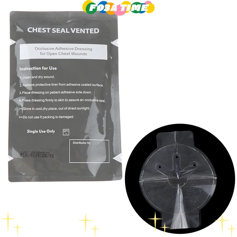 Emergency Trauma Sticker First Aid Patch For Open Chest Wound Lifesaving Closure Adhesive Dressing Medical Vent Chest Seal