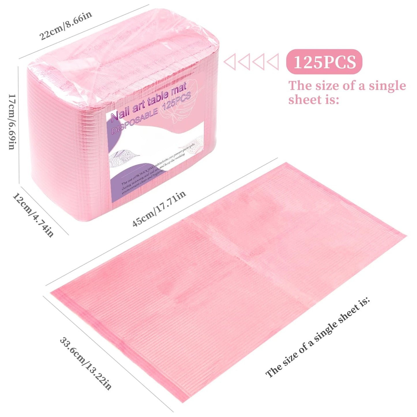 125 Pack Disposable Patient Bibs, 3 Ply Waterproof Paper Bib Sheet, Dental, Medical, Tattoo, Nail Art Table Mat