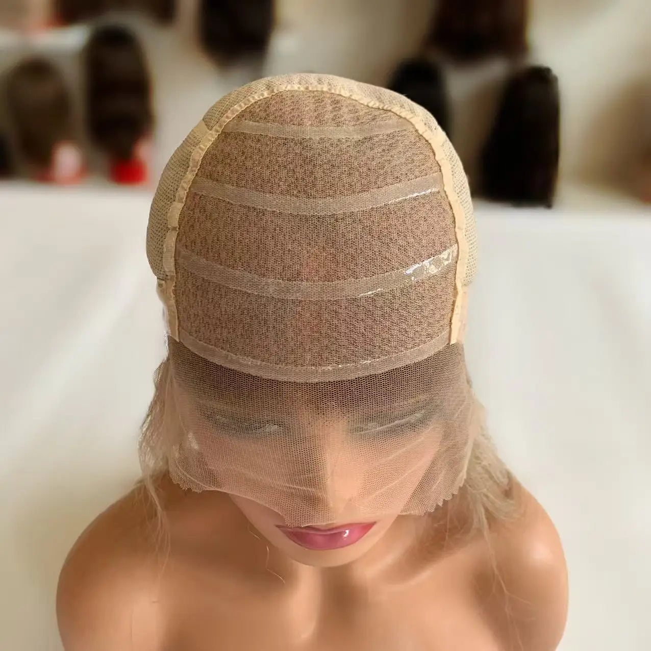 Silk Top Silicone Cap Medical Gluless Wig Ash Blonde Color Replacement European Human Hair For Alopecia Or Cancer