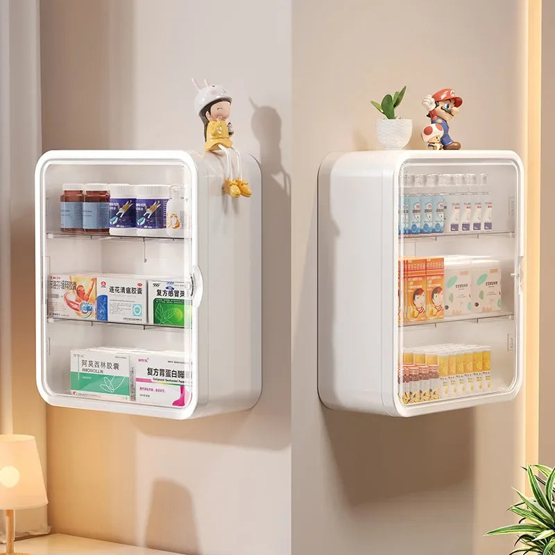 Wall hanging no punching family installation standing medical cabinet drug toy storage rack multi-layer storage box