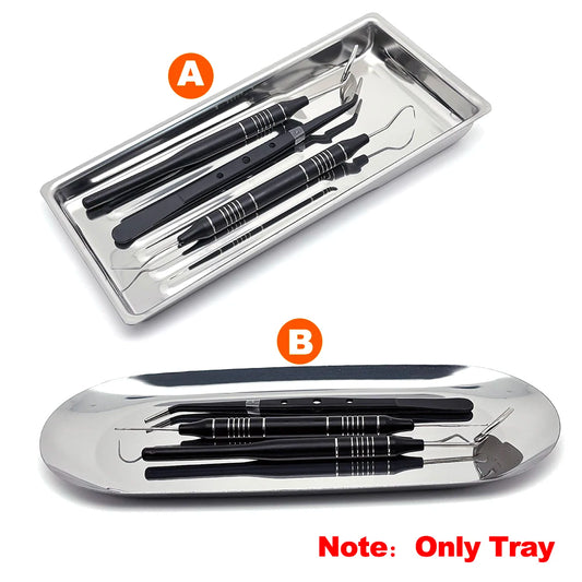 304 Stainless Steel Dental Surgical Medical Tray Rectangular Disinfection Plate Dentistry Lab Instrument Tray Metal Placement
