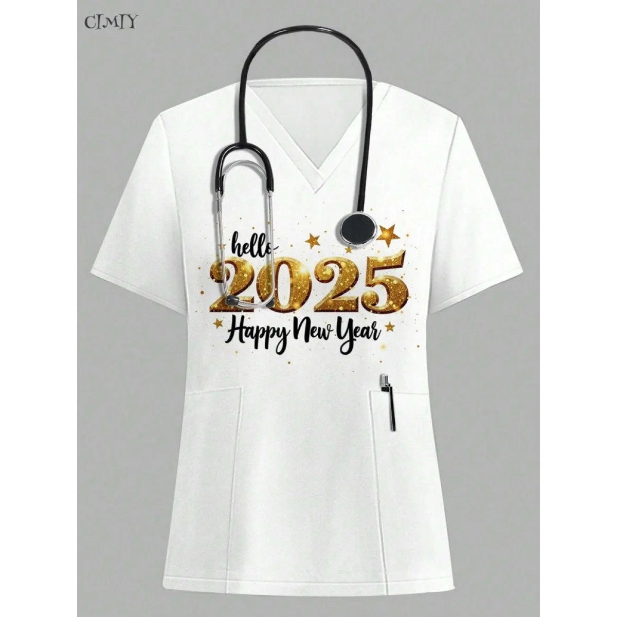 Women Surgical Uniforms Woman Short Sleeve Double Pocket Nurse Blouse Scrub Uniforms Top Women's Medical Uniform