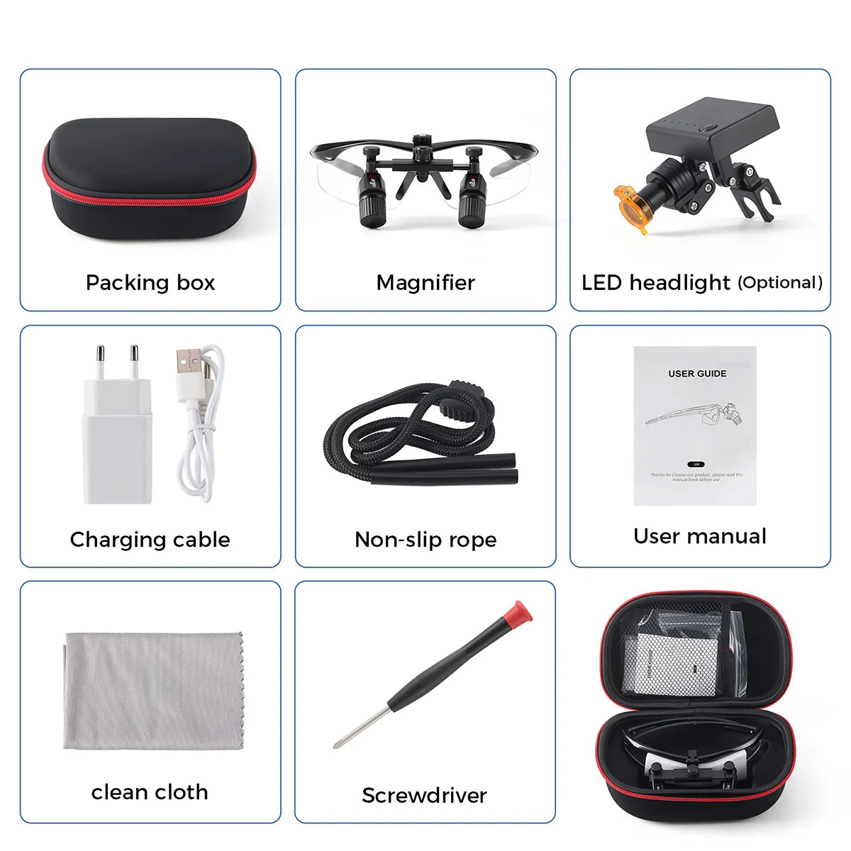 Azdent Dental Medical Loupes Surgical Head Light 5W LED Lamp Headlight  Medical Laboratory 3.0x 4.0X 5.0x 6.0x Dentistry Tools