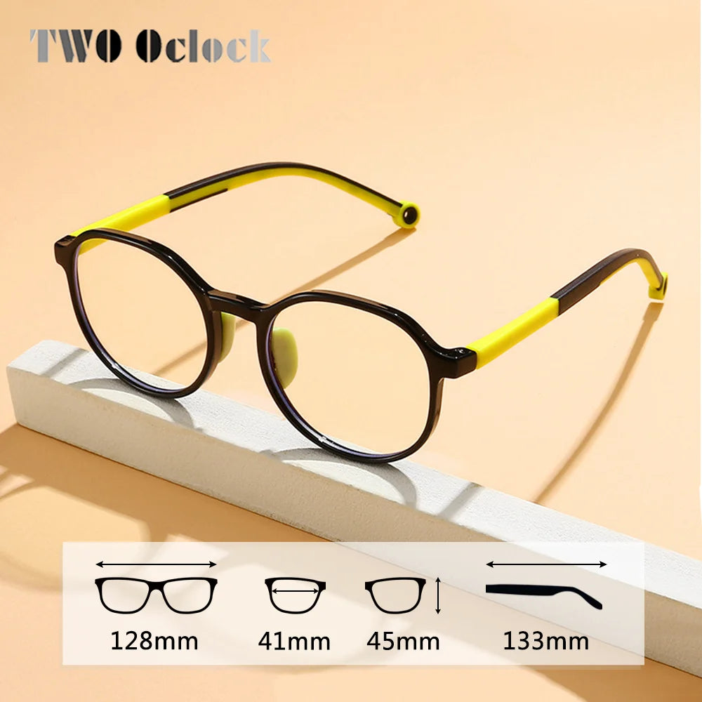 Anti Blue Light Glasses for Kids TR90 Round Optical Medical Glasses Frames Children Zero Computer Spectacles without Graduation