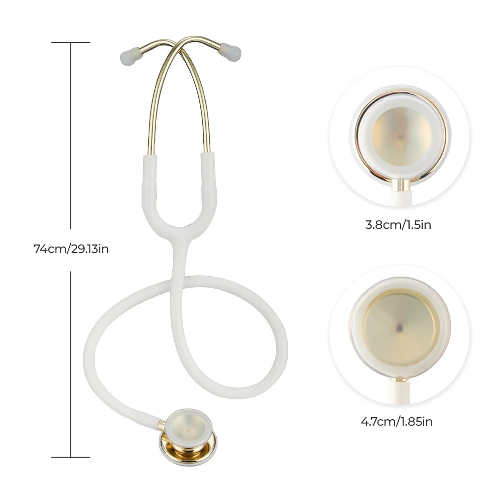 Double Sided Stethoscope Portable Professional Cardiology Stethoscope Medical Equipment Nurse Doctor Gilded White Stethoscope
