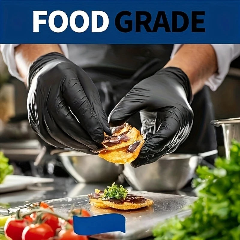 Disposable Latex Gloves Black Waterproof Non-Medical for Kitchen, Cleaning, Dishwashing, Cooking, Automotive, Craft Use