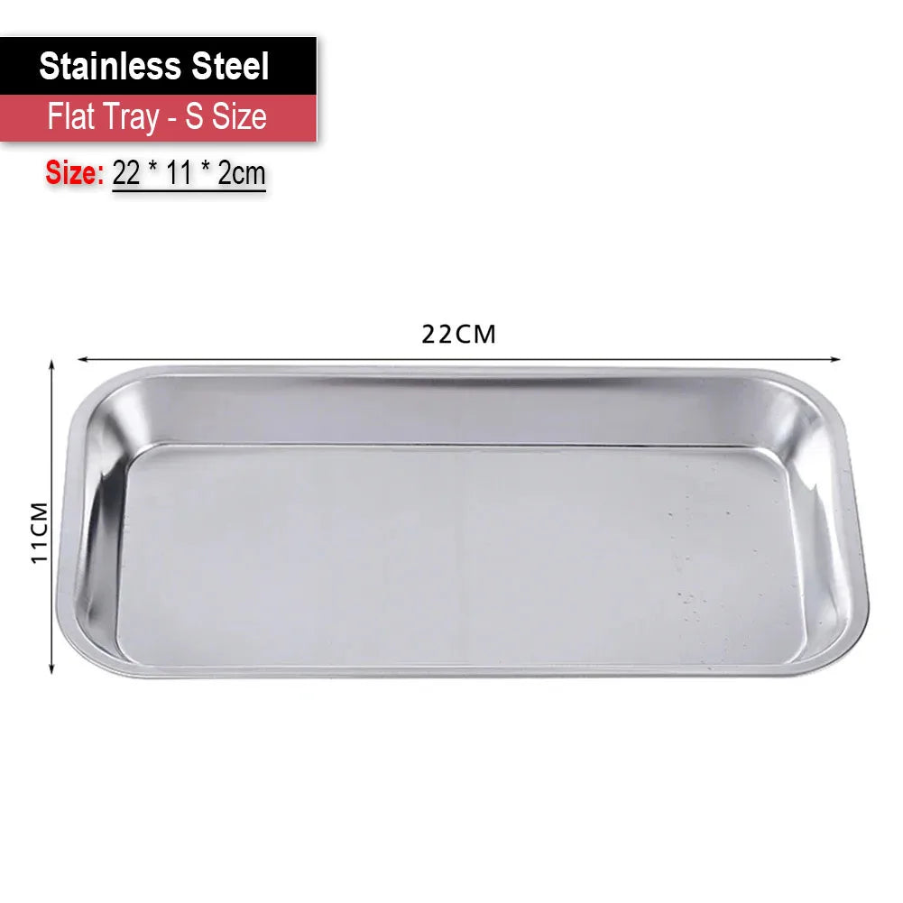 Stainless Steel Dental Lab Instrument Tools Storage Tray Medical Surgical Plate Disinfection Rectangular Dish Dentist Accessory