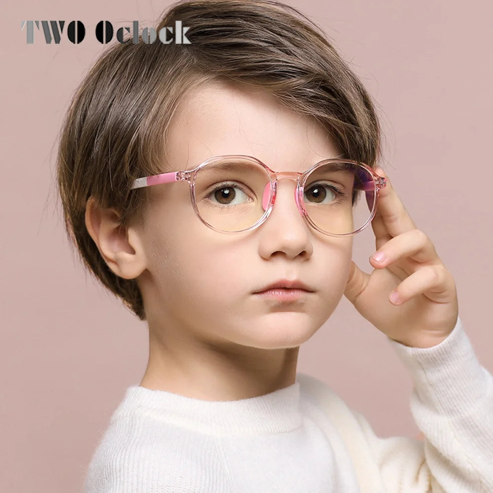 Anti Blue Light Glasses for Kids TR90 Round Optical Medical Glasses Frames Children Zero Computer Spectacles without Graduation