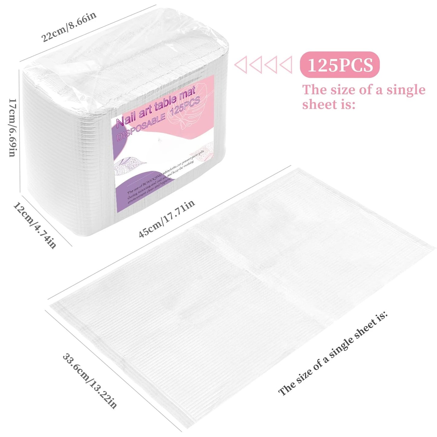 125 Pack Disposable Patient Bibs, 3 Ply Waterproof Paper Bib Sheet, Dental, Medical, Tattoo, Nail Art Table Mat