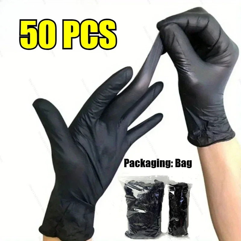 Disposable Latex Gloves Black Waterproof Non-Medical for Kitchen, Cleaning, Dishwashing, Cooking, Automotive, Craft Use