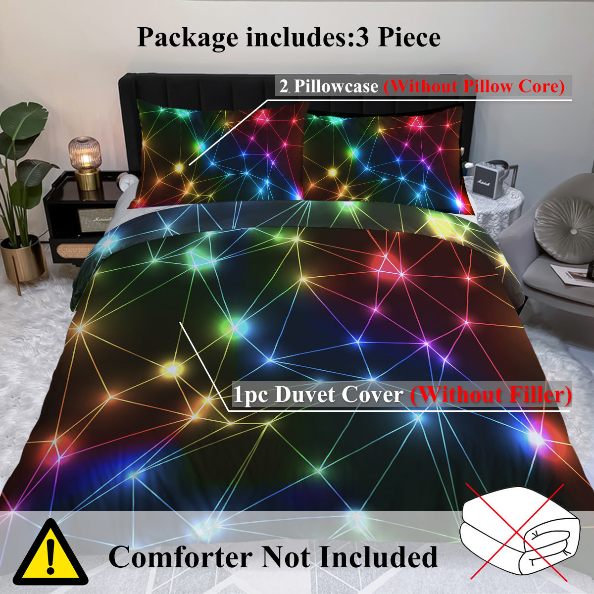Gorgeous Starlight Duvet Cover Set Single 3pcs Colorful Microfiber Kids Bedding Set
